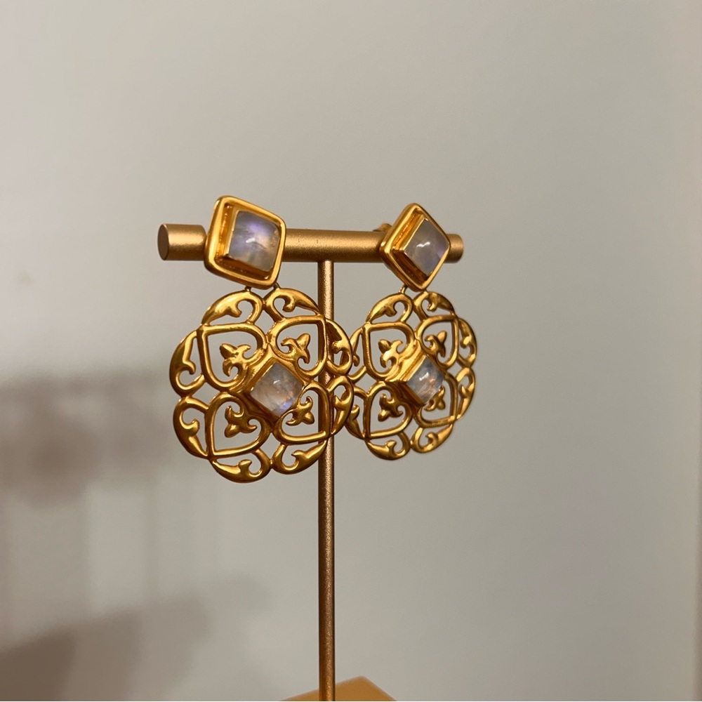 Julie Vos gold ornate drop earrings